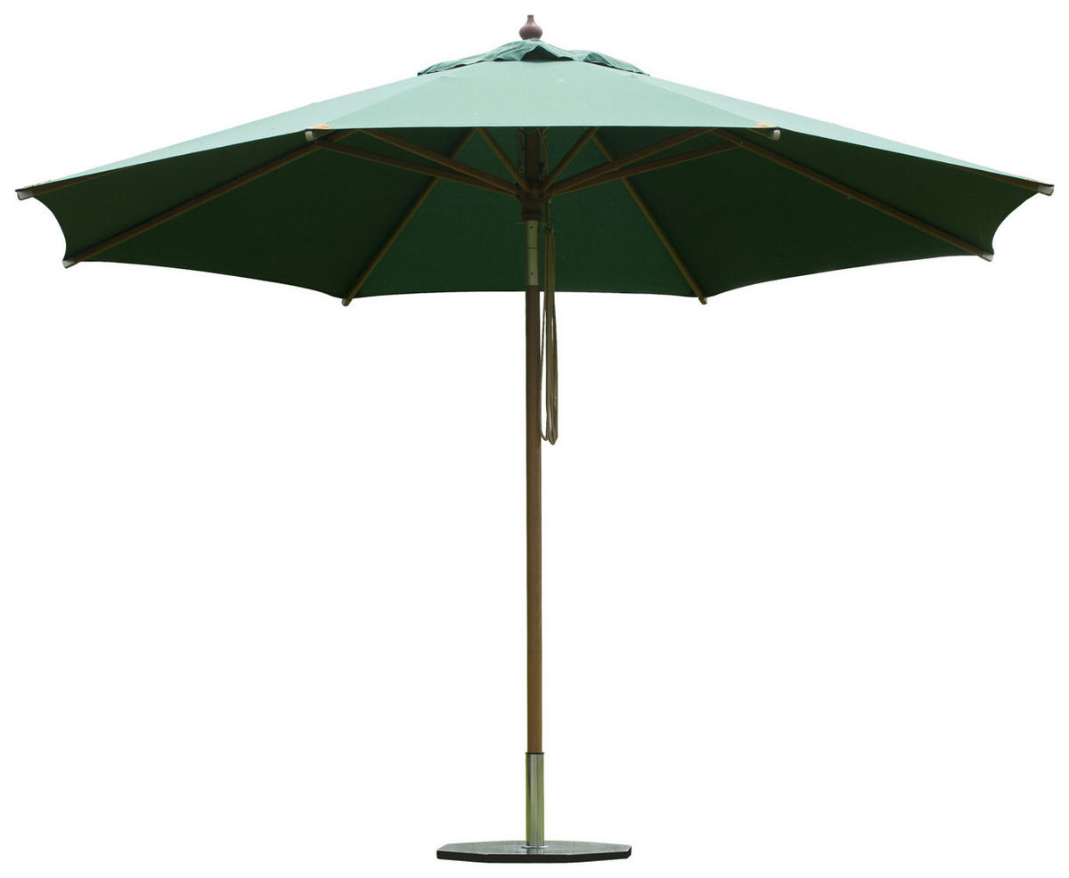 SONNENSCHIRM 350 cm  - Dunkelgrün/Braun, LIFESTYLE, Holz/Textil (350/350cm) - Zebra 