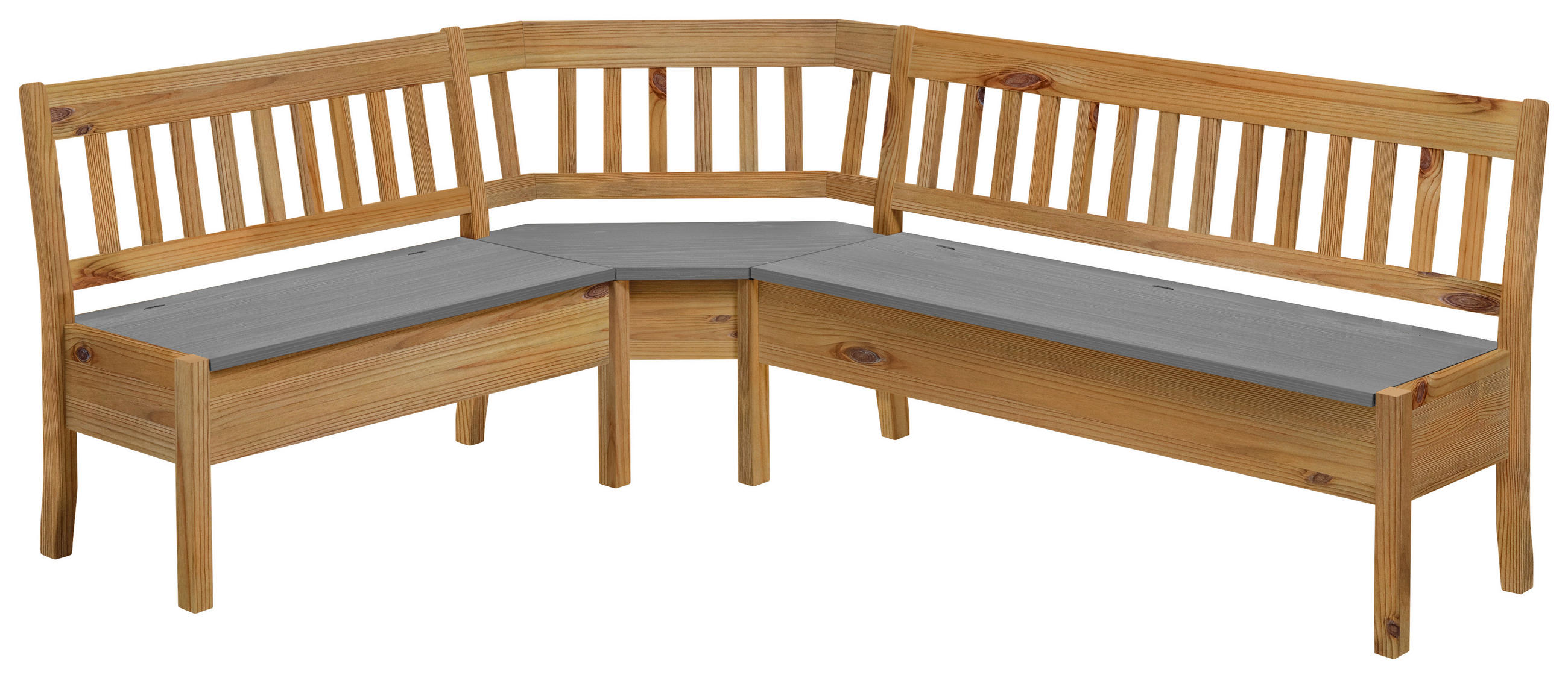 ECKBANK 170/213 cm Grau, Laugenfarbig Kiefer massiv   - Laugenfarbig/Grau, ROMANTIK / LANDHAUS, Holz (170/213cm) - Boxxx