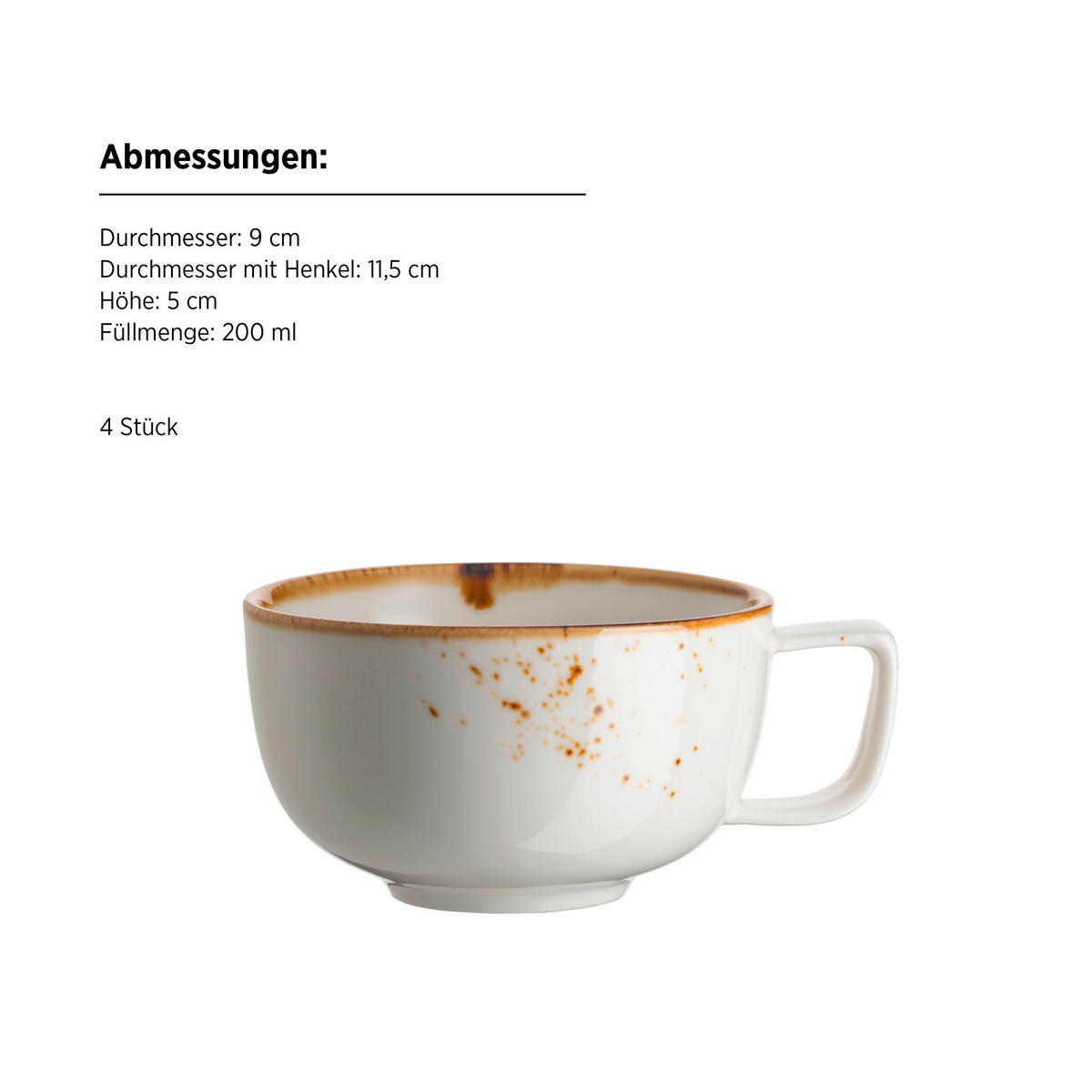 TASSENSET 8-teilig  - Braun/Weiß, Basics, Keramik - Mäser