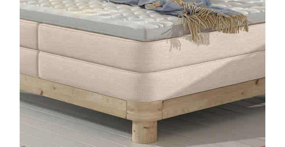 BOXSPRINGBETT 140/200 cm,  in Beige, gepolstertes Kopfteil, Topper, Matratzen, H3 + H3 = fest  - Eichefarben/Beige, Natur, Holz/Textil (140/200cm) - Valnatura