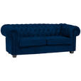 CHESTERFIELD-SOFA Webstoff Blau  - Wengefarben/Blau, LIFESTYLE, Holz/Textil (206/76,5/96cm) - Landscape