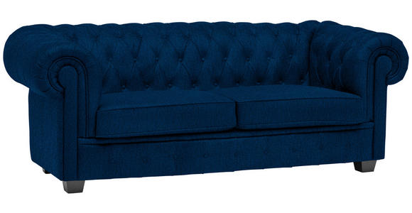 CHESTERFIELD-SOFA Webstoff Blau  - Wengefarben/Blau, LIFESTYLE, Holz/Textil (206/76,5/96cm) - Landscape