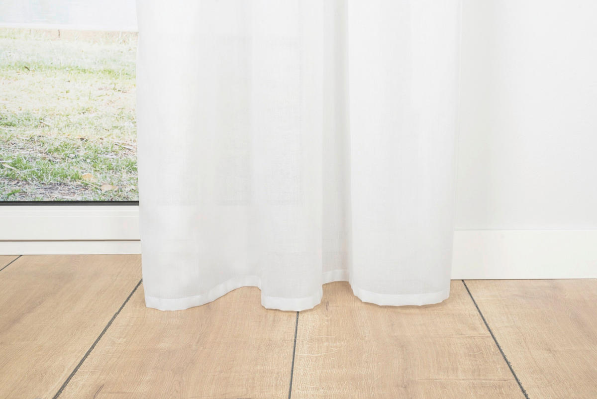 ÖSENVORHANG halbtransparent  - Weiß, Basics, Textil (135/245cm)