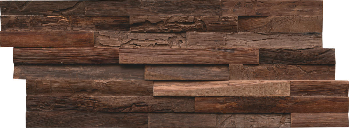 WANDVERKLEIDUNG 10 Stück  - Dunkelbraun, Basics, Holz (50/20/2cm)