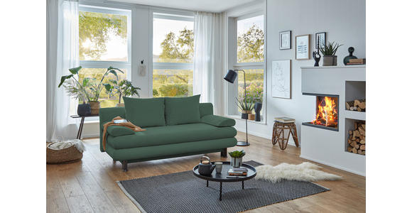 SCHLAFSOFA Cord Grün  inkl. Rückenkissen, Armlehnenkissen, Bettkasten, Schlaffunktion, Rücken echt, Liegefläche im Originalstoff  - Schwarz/Grün, KONVENTIONELL, Kunststoff/Textil (196/77/92cm) - Carryhome