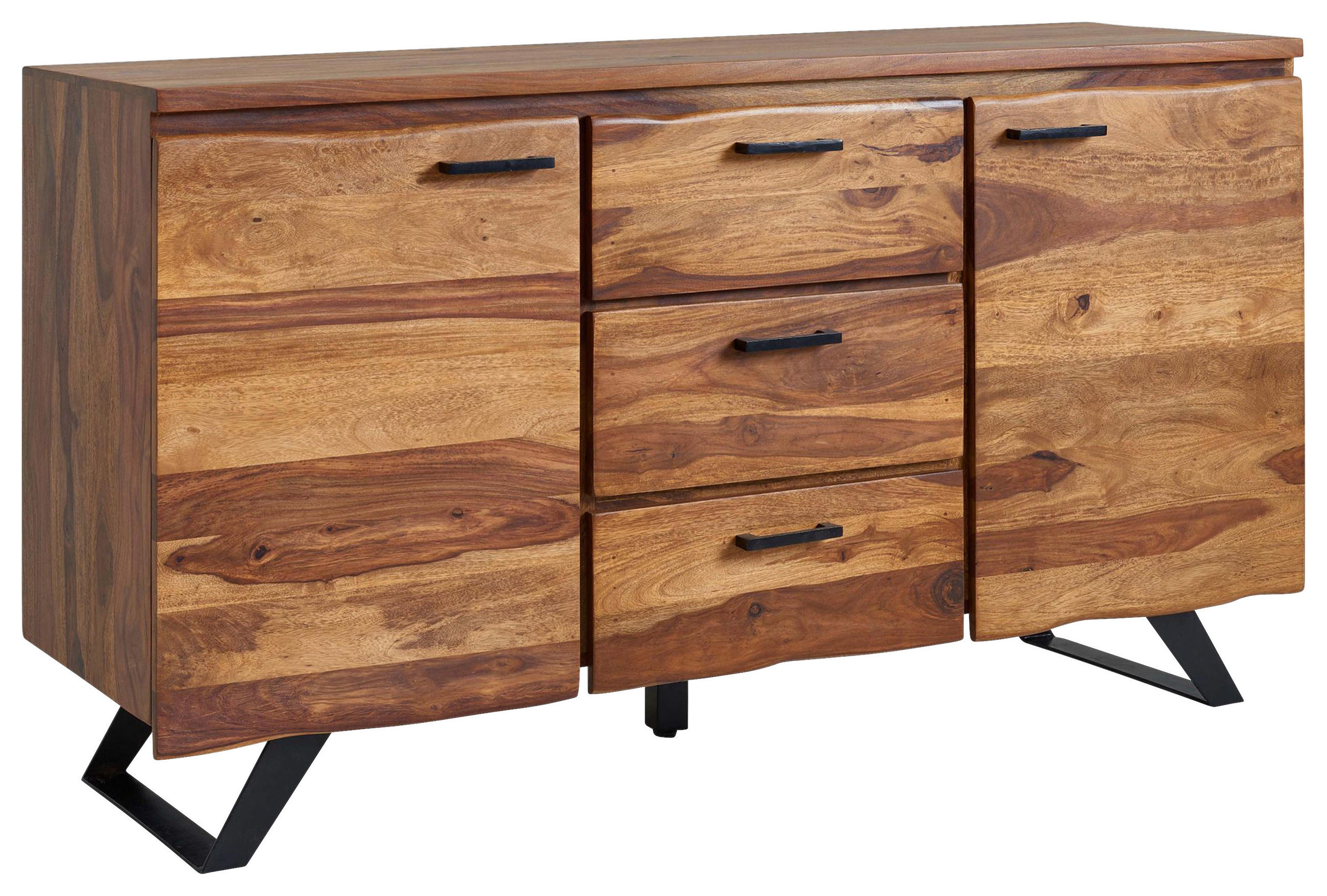 SIDEBOARD 145/82/45 cm  in Sheeshamfarben  - Sheeshamfarben/Schwarz, Design, Holz/Metall (145/82/45cm) - MID.YOU