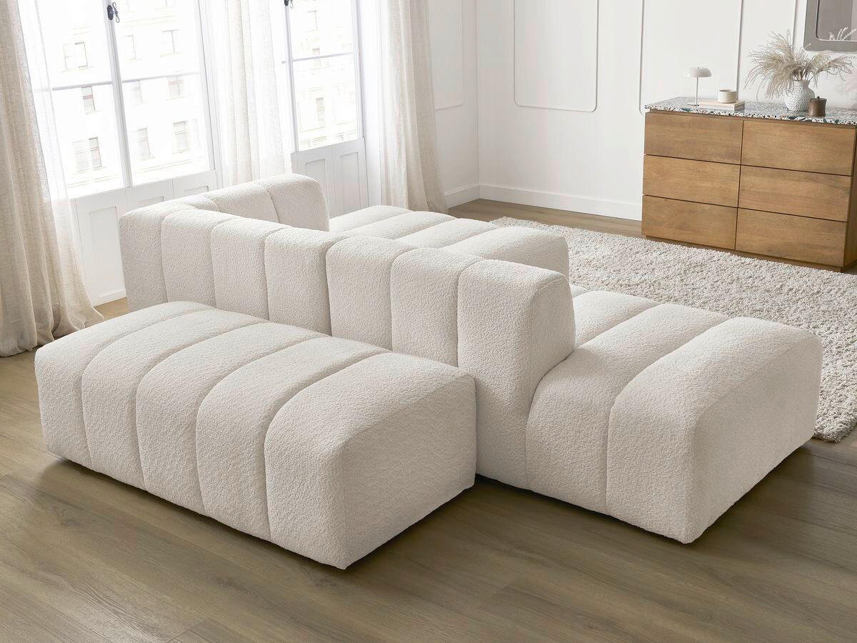 ECKSOFA  ANNECY Weiß Bouclé  - Schwarz/Weiß, MODERN, Kunststoff/Textil (262/170cm)