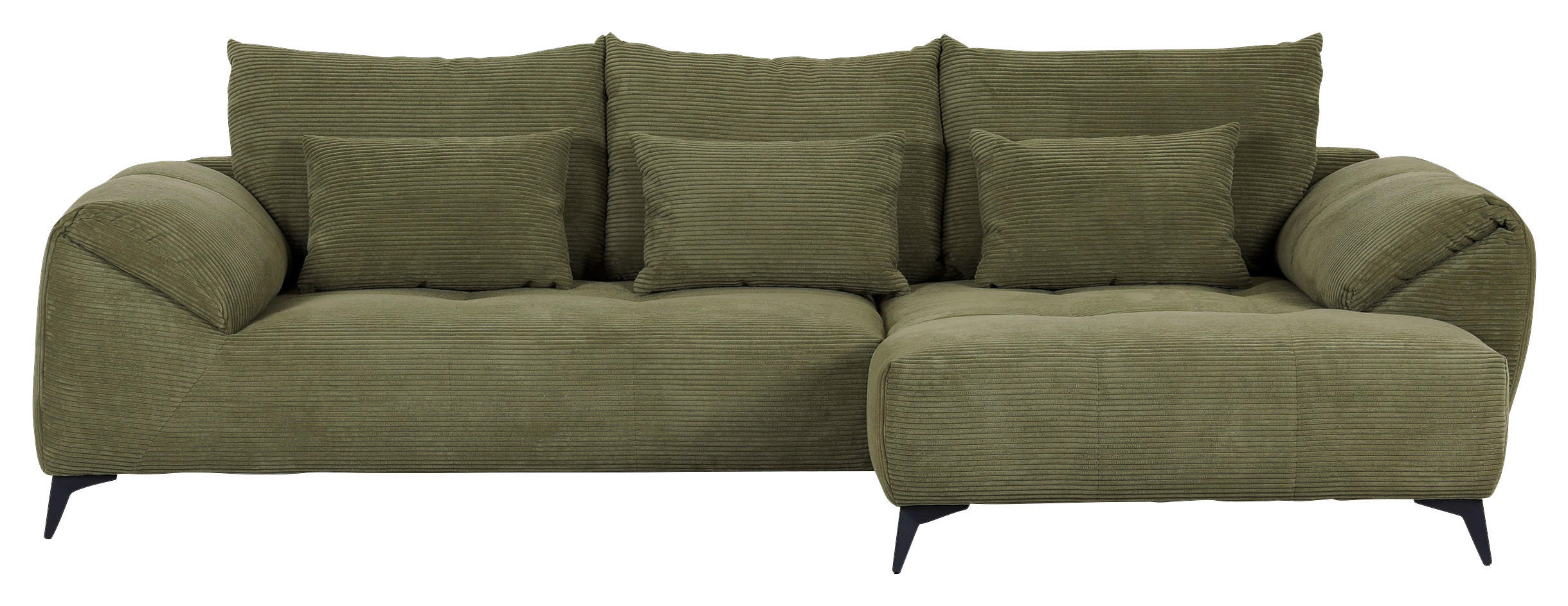 ECKSOFA in Cord Dunkelgrün  311/176 cm  - Dunkelgrün/Schwarz, KONVENTIONELL, Textil/Metall (311/176cm) - Carryhome