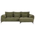 ECKSOFA in Cord Dunkelgrün  311/176 cm  - Dunkelgrün/Schwarz, KONVENTIONELL, Textil/Metall (311/176cm) - Carryhome