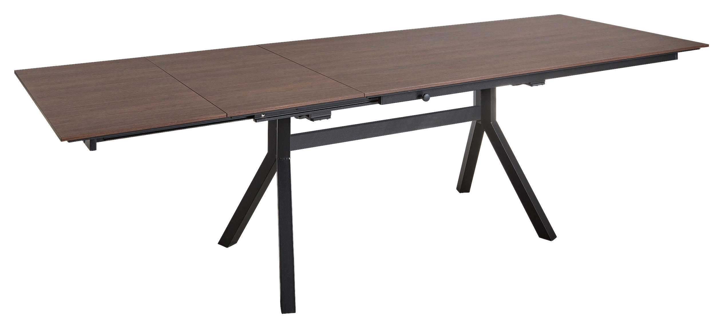 ESSTISCH Schwarz, Nussbaumfarben rechteckig  ausziehbar, in verschiedenen Größen erhältlich, in verschiedenen Holzdekoren erhältlich  - Nussbaumfarben/Schwarz, Basics, Holzwerkstoff/Metall (160-260/95/76cm) - Celina Home