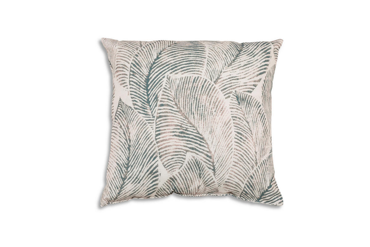 ZIERKISSENSET in Grau, Beige Blätter 48/48 cm  - Beige/Grau, Basics, Textil (48/48cm)