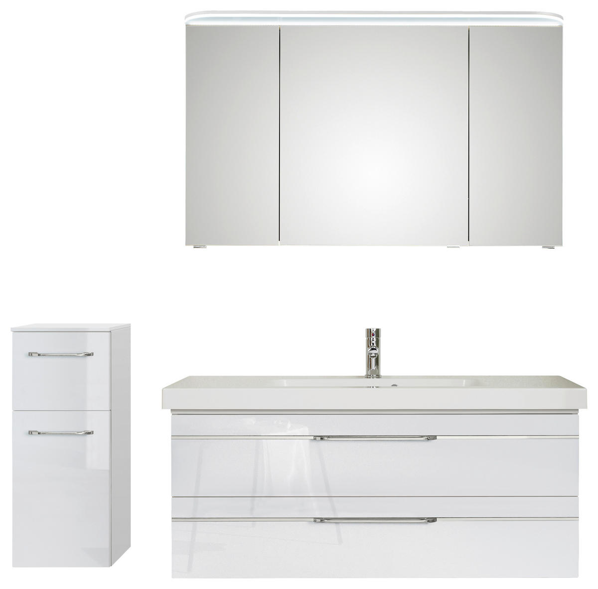 BADEZIMMER 4-teilig  in 153 cm  - Chromfarben/Weiß Hochglanz, KONVENTIONELL, Glas/Holzwerkstoff (153cm) - Pelipal