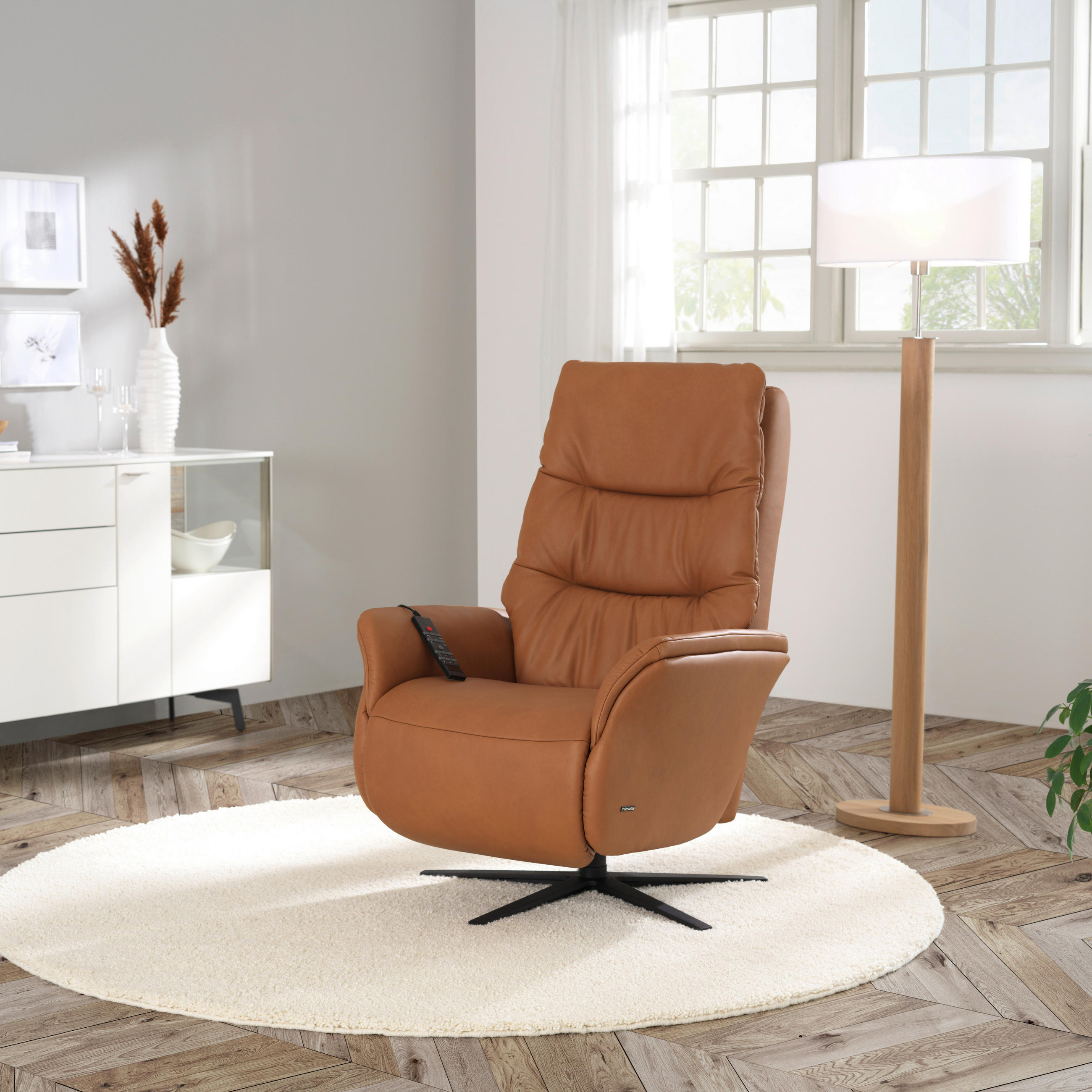 MASSAGESESSEL in Cognac  - Cognac/Anthrazit, KONVENTIONELL, Leder/Metall (74/114/97cm) - Himolla
