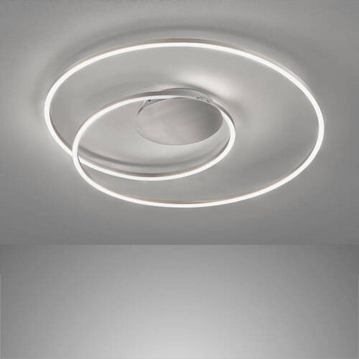 LED-DECKENLEUCHTE  68/8 cm    - Nickelfarben, Design, Metall (68/8cm) - Fischer & Honsel