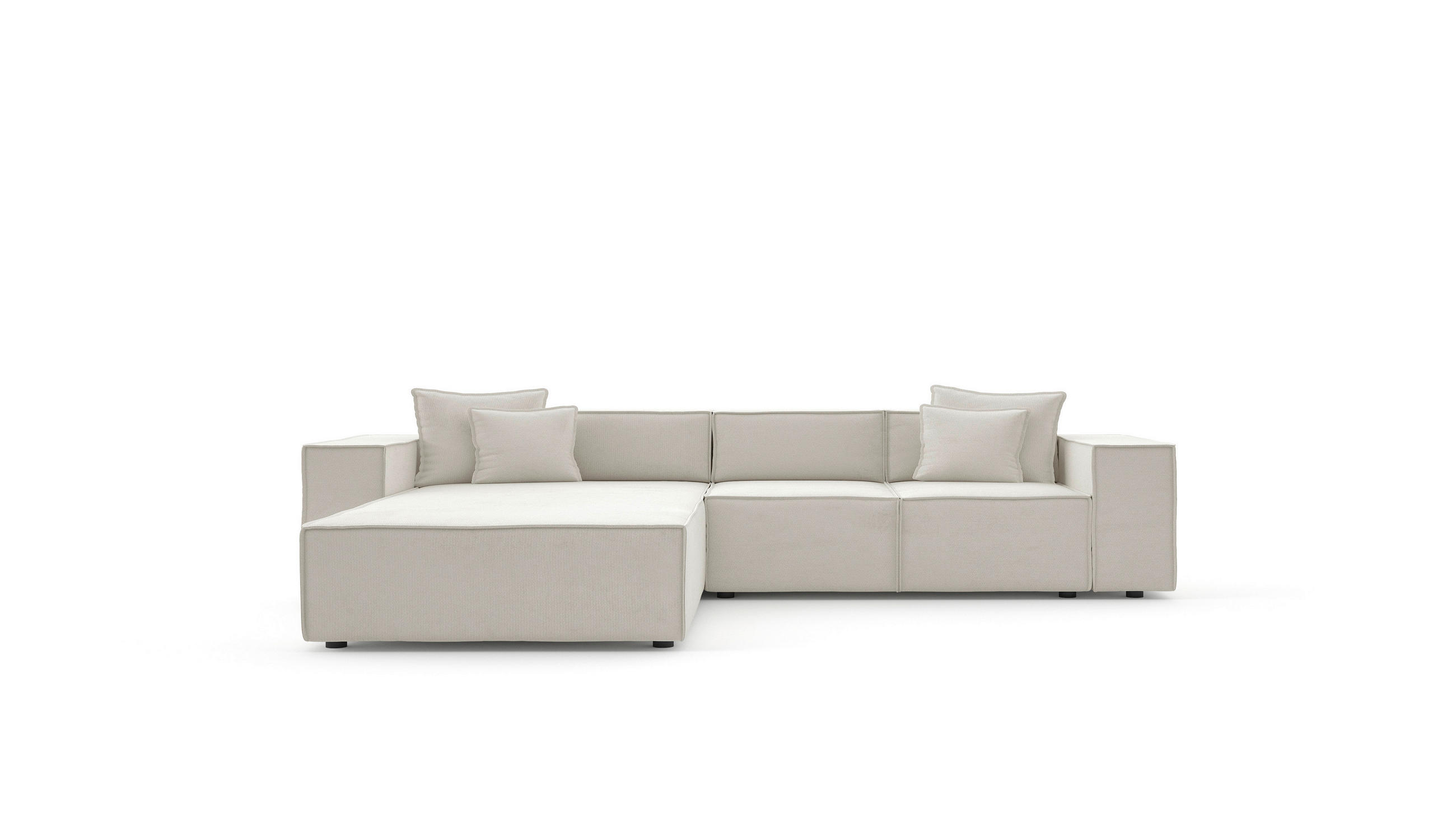 ECKSOFA Creme Chenille Zierkissen, Rücken echt  - Creme/Schwarz, MODERN, Kunststoff/Textil (180/265cm) - Milino