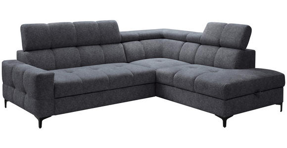 ECKSOFA in Struktur Anthrazit  - Anthrazit/Schwarz, MODERN, Textil/Metall (254/212cm) - Carryhome