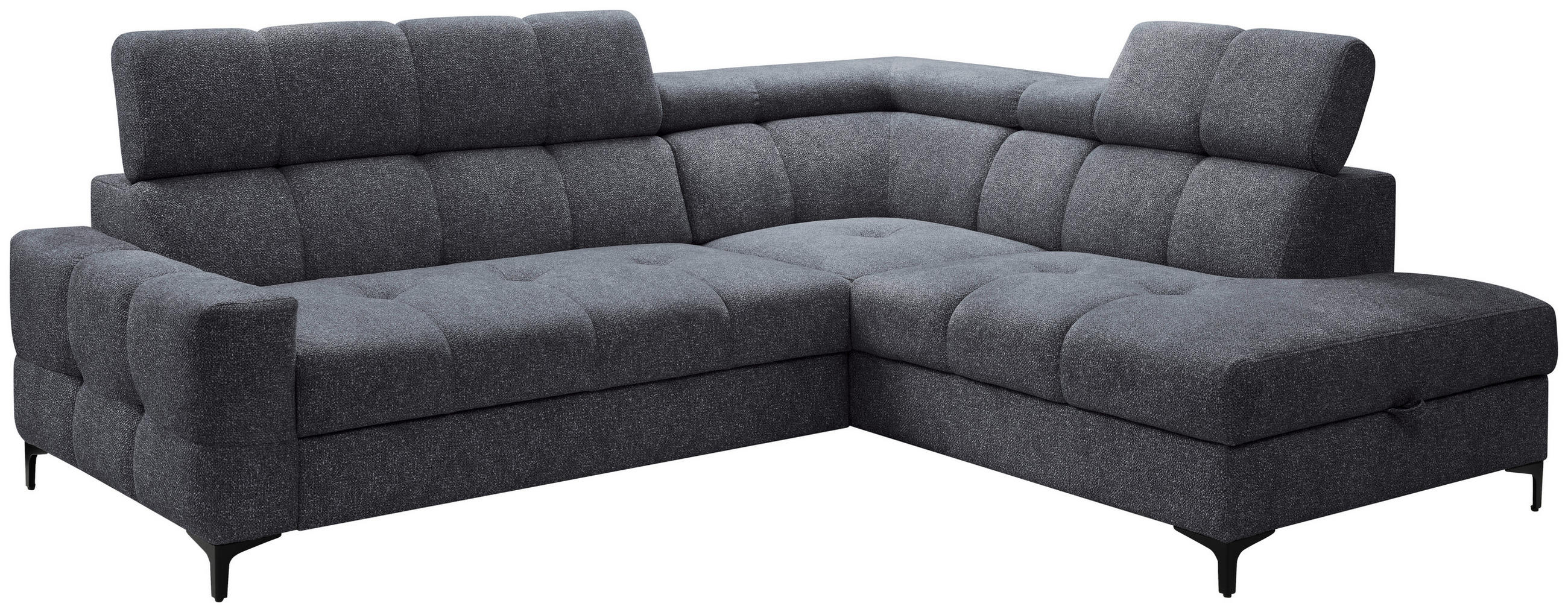 ECKSOFA in Struktur Anthrazit  - Anthrazit/Schwarz, Modern, Textil/Metall (254/212cm) - Carryhome