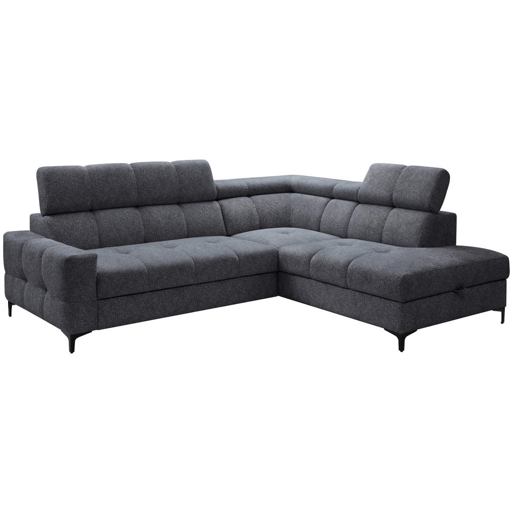 Thumbnail - Carryhome Ecksofa, Anthrazit, Textil, 4-Sitzer, Ottomane rechts, L-Form, 254x212 cm, Made in EU, Liegefunktion, seitenve...