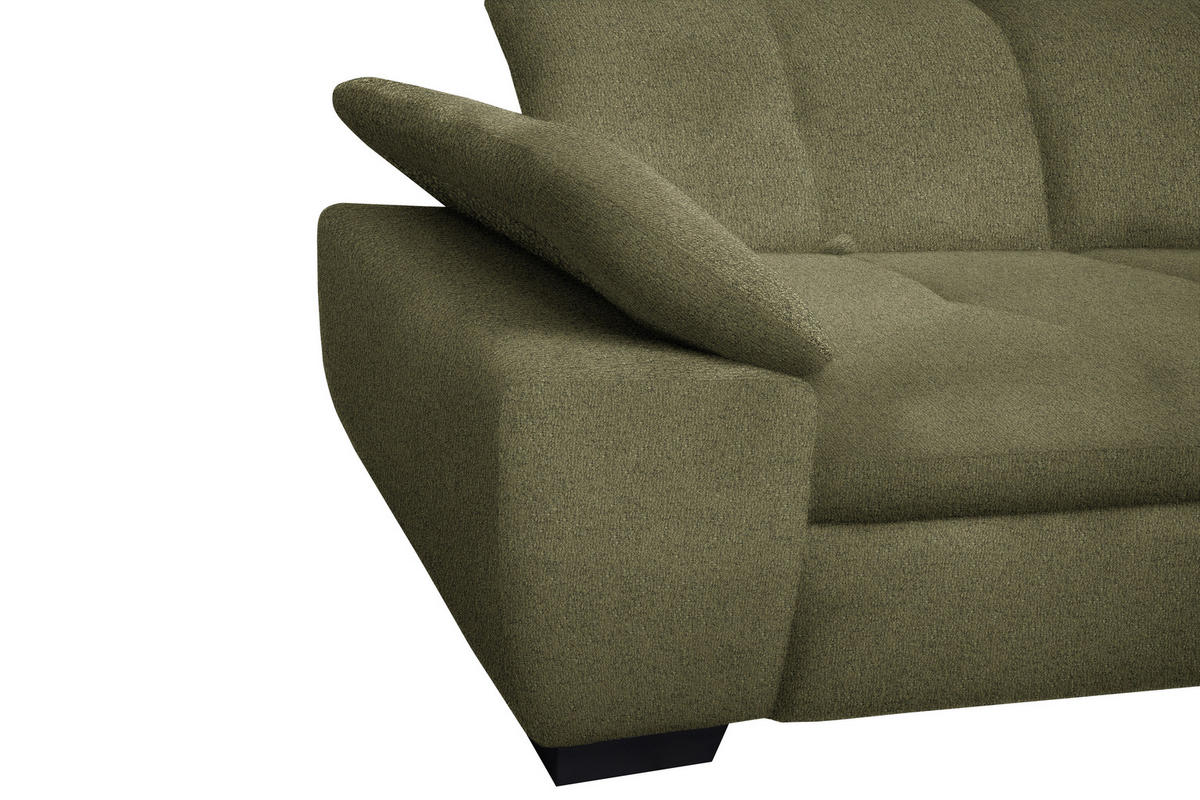 ECKSOFA in Flachgewebe Olivgrün  - Schwarz/Olivgrün, Design, Textil/Metall (242/313cm) - Xora
