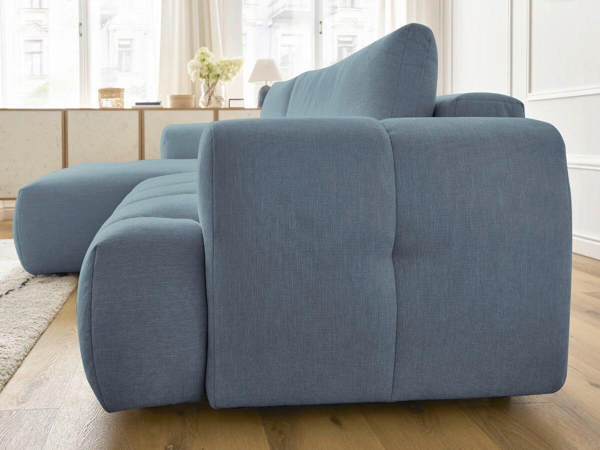 ECKSCHLAFSOFA FUJI Leinenoptik Hellblau  inkl.  - Schwarz/Hellblau, MODERN, Kunststoff/Textil (160/292cm)