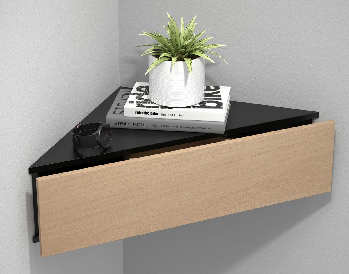 NACHTKÄSTCHEN 60/15/42,4 cm  in Schwarz, Honigeiche  - Honigeiche/Schwarz, Modern, Holzwerkstoff (60/15/42,4cm) - MID.YOU