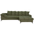 ECKSOFA Grün Cord Rückenkissen, Armlehnenkissen, Rücken echt  - Schwarz/Grün, KONVENTIONELL, Textil/Metall (332/231cm) - Carryhome