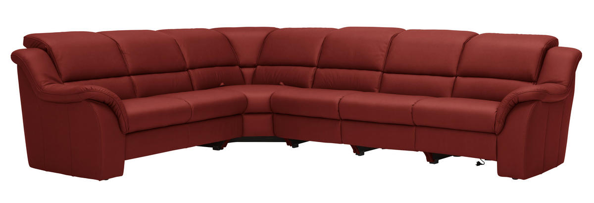 ECKSOFA  in Echtleder Rotorange  260/324 cm  - Rotorange/Schwarz, KONVENTIONELL, Leder/Kunststoff (260/324cm) - Cantus