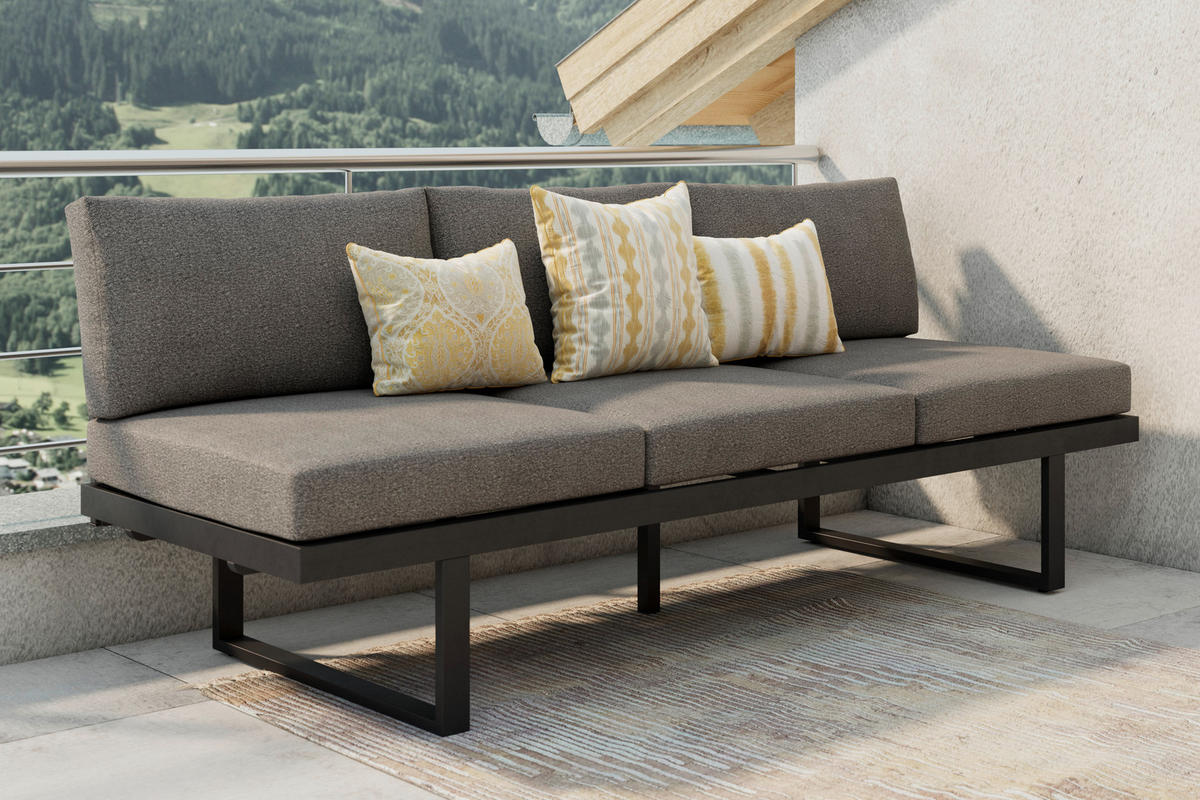 LOUNGESOFA  - Dunkelgrau/Anthrazit, MODERN, Textil/Metall (198/72/77cm) - Ambia Garden