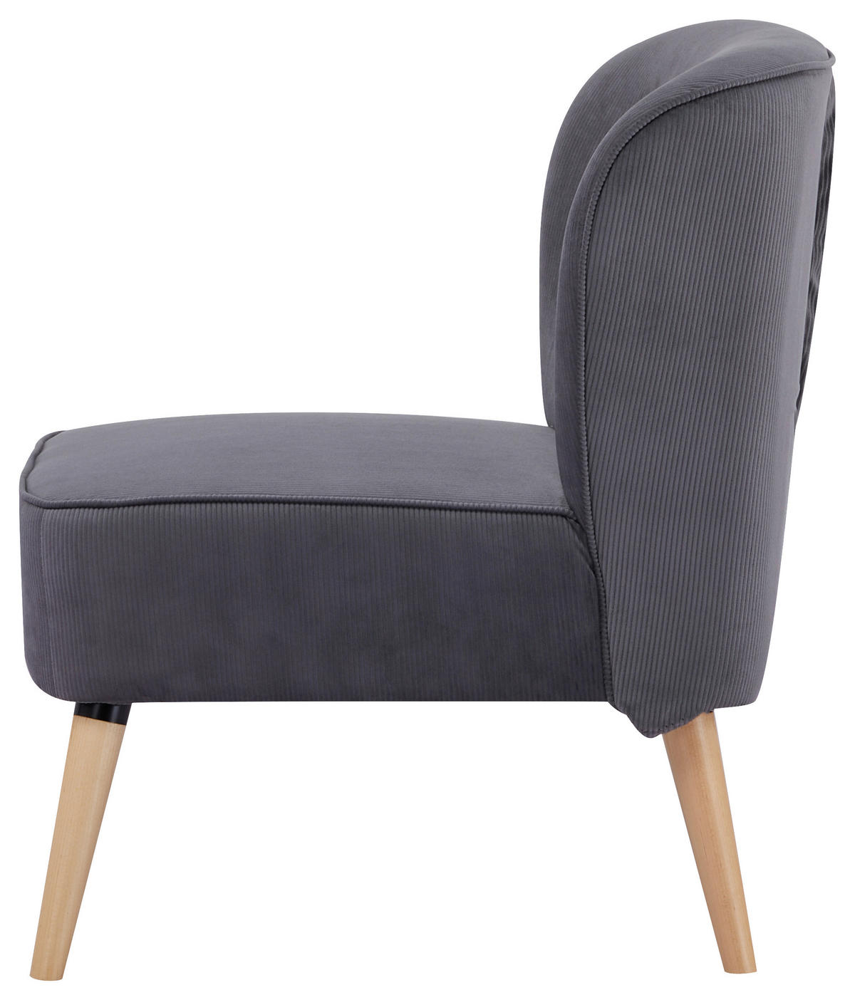 SESSEL in Cord Grau  - Naturfarben/Grau, Design, Holz/Textil (75/82/80cm) - Livetastic