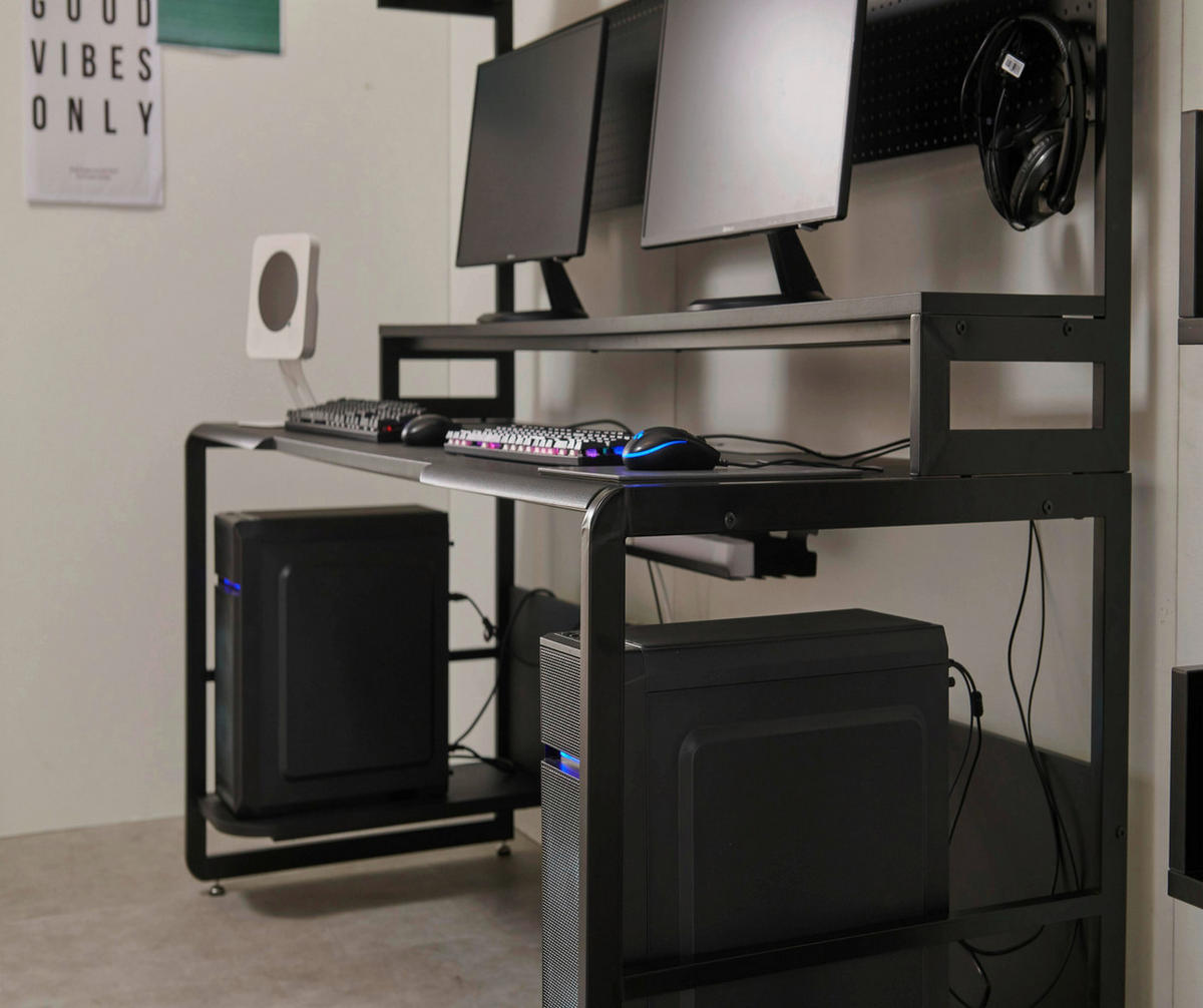 SKRIVBORD 180/70/148 cm  i svart  - svart, Design, metall/trämaterial (180/70/148cm) - Livetastic