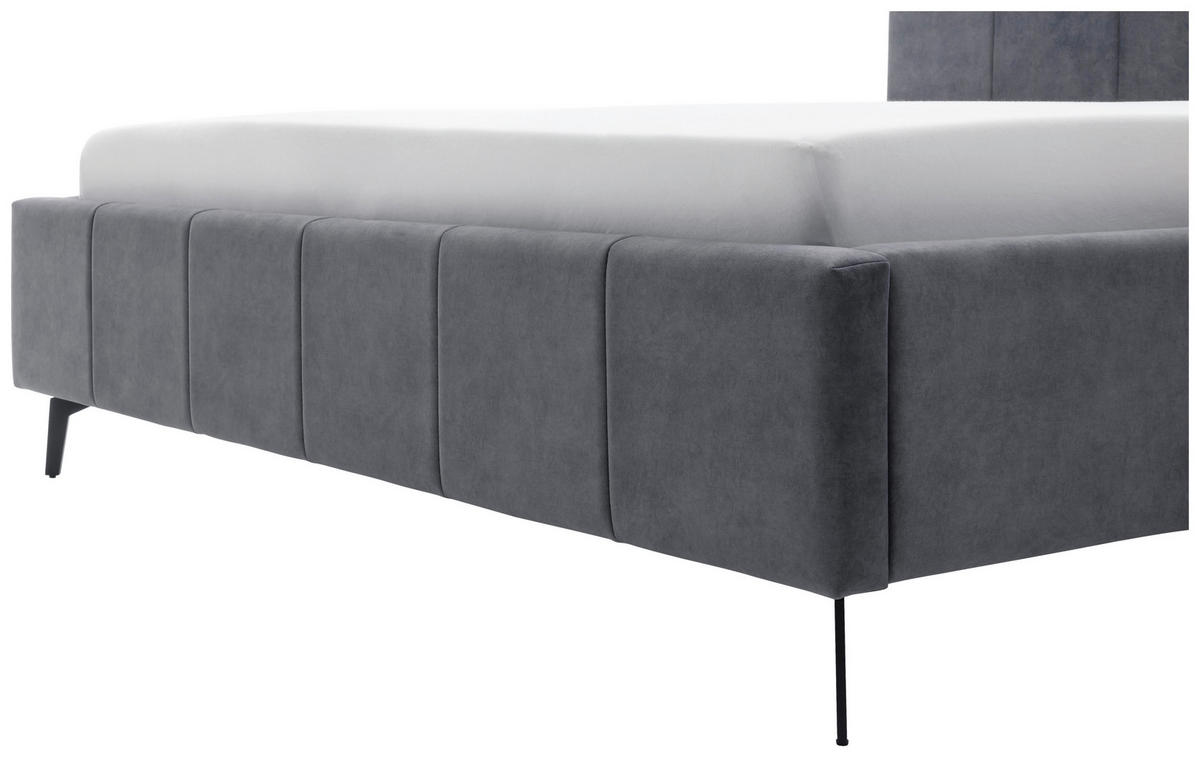 POLSTERBETT 160/200 cm  in Anthrazit  - Birkefarben/Anthrazit, Konventionell, Holz/Textil (160/200cm) - Boxxx