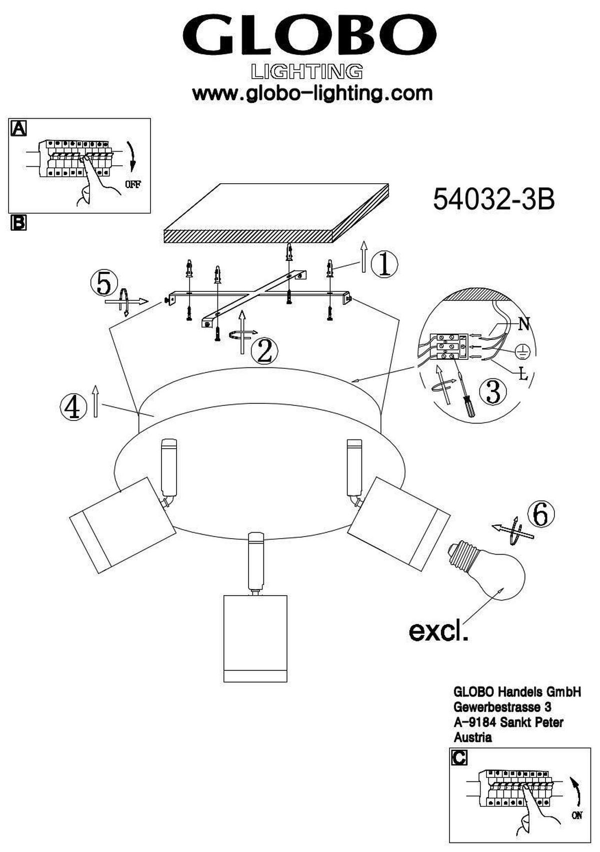 REFLEKTOR  JOSEBA      28/18 cm       - črna/barve niklja, Basics, kovina/les (28/18cm) - Globo