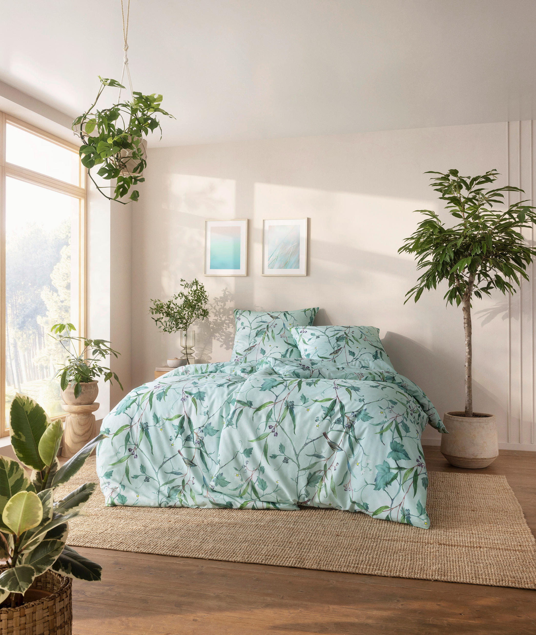 BETTWÄSCHE NatürlichEstella Makosatin 135/200 cm  - Mintgrün, Design, Textil (135/200cm) - Estella
