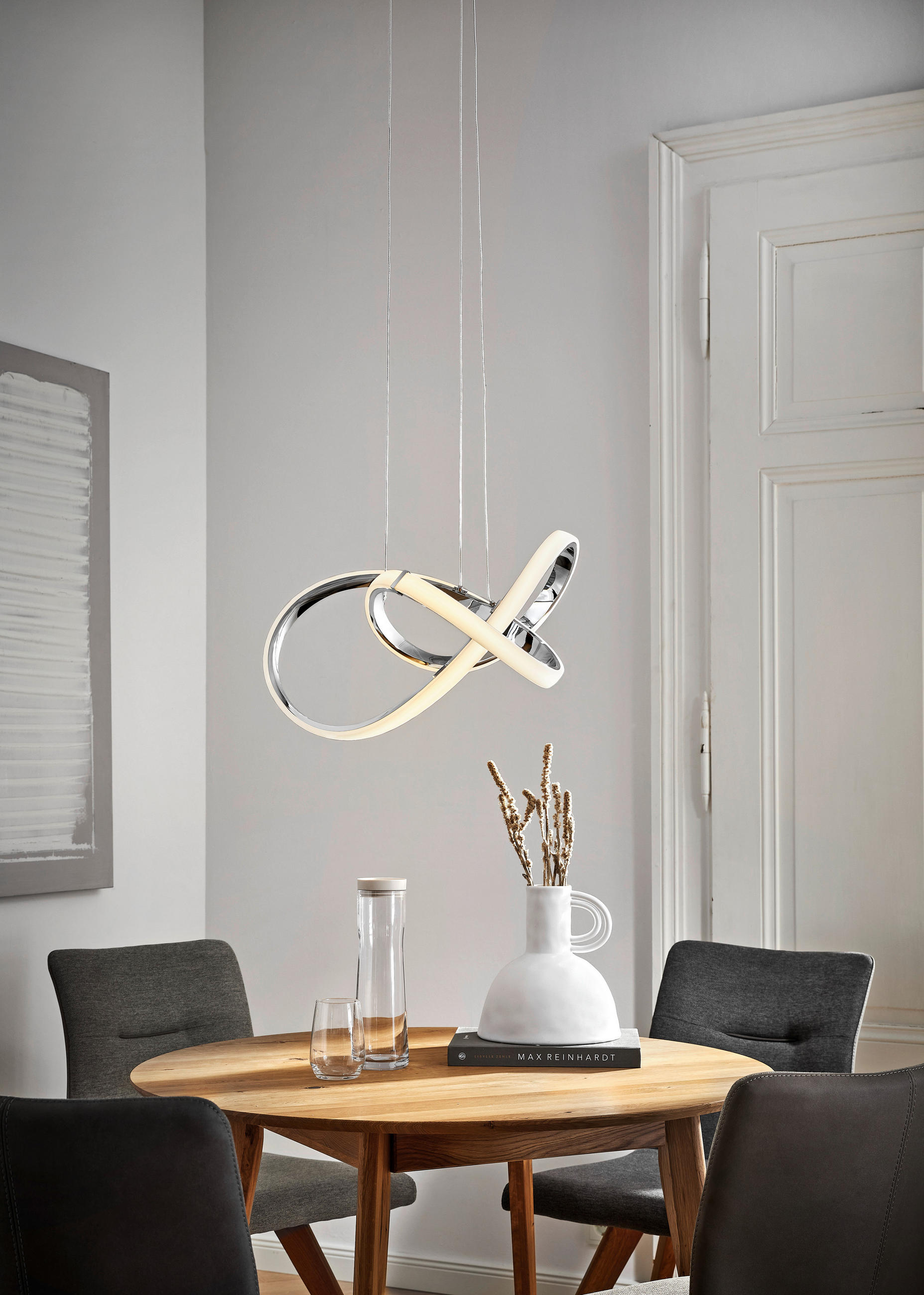 LAMPĂ SUSPENDATĂ CU LED 55/150 cm  - culoare crom, Design, plastic/metal (55/150cm) - Ambiente
