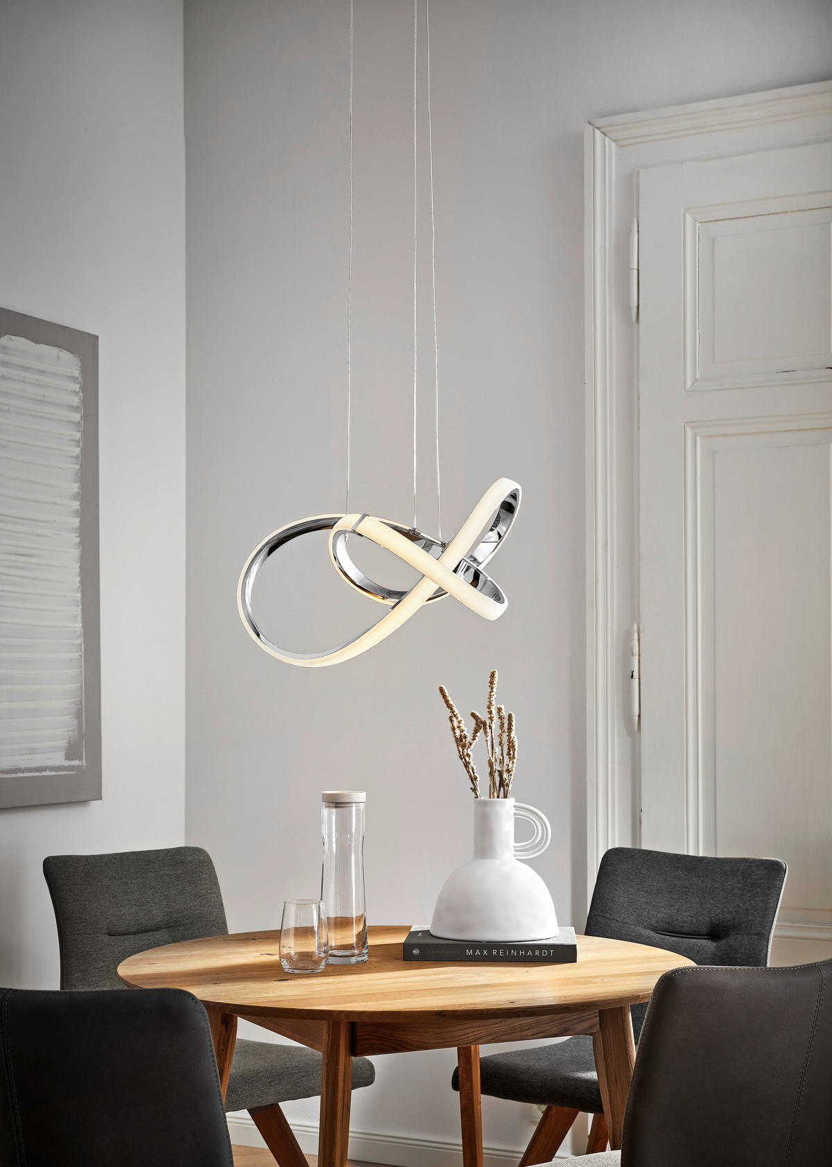 LAMPĂ SUSPENDATĂ CU LED 55/150 cm  - culoare crom, Design, plastic/metal (55/150cm) - Dieter Knoll