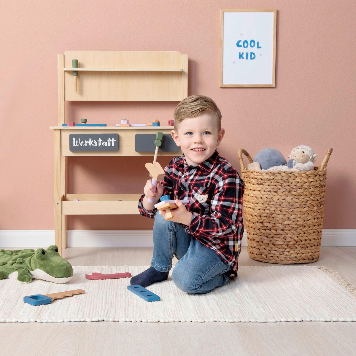 KINDERWERKBANK SORBUS  - Naturfarben, Basics, Holz/Holzwerkstoff (55/34/80cm) - MUSTERKIND