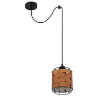 HÄNGELEUCHTE 15/200 cm    - Schwarz/Braun, Konventionell, Kunststoff/Metall (15/200cm) - Globo