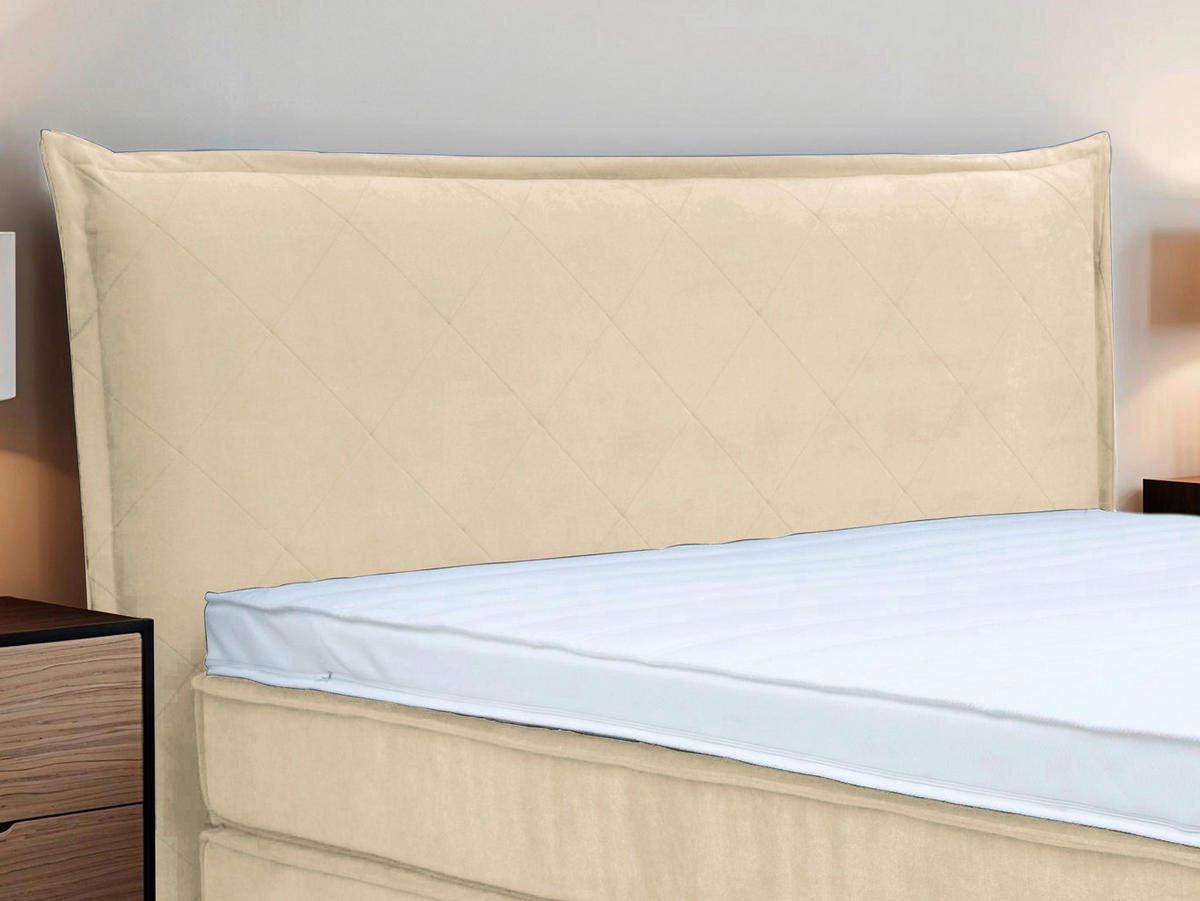BOXSPRINGBETT 180/200 cm  in Creme  - Creme/Schwarz, Konventionell, Kunststoff/Textil (180/200cm) - Boxxx