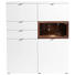 HIGHBOARD Nussbaum furniert, massiv geölt, lackiert Nussbaumfarben, Weiß - Edelstahlfarben/Nussbaumfarben, KONVENTIONELL, Holz/Metall (120/139/43cm) - Venjakob