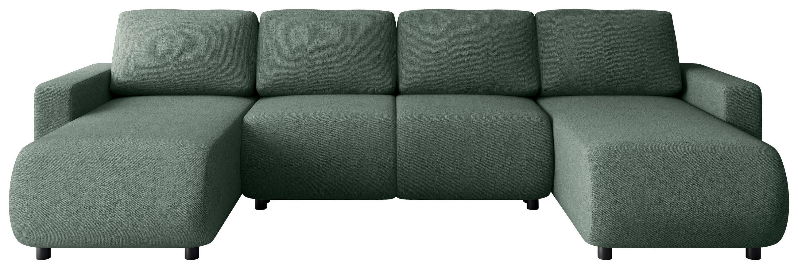 WOHNLANDSCHAFT Grün Webstoff  - Schwarz/Grün, MODERN, Kunststoff/Textil (150/312/150cm) - Xora