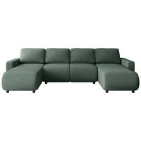 WOHNLANDSCHAFT Grün Webstoff  - Schwarz/Grün, MODERN, Kunststoff/Textil (150/312/150cm) - Xora