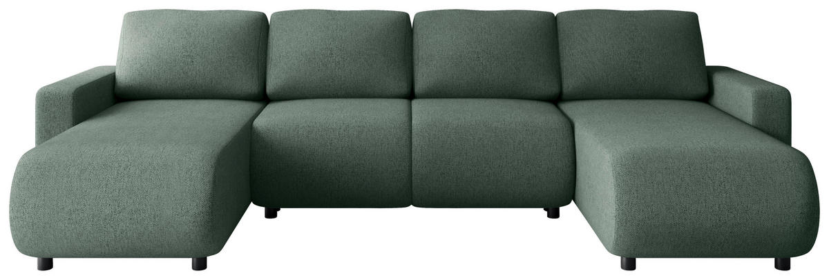 WOHNLANDSCHAFT Grün Webstoff  - Schwarz/Grün, MODERN, Kunststoff/Textil (150/312/150cm) - Xora