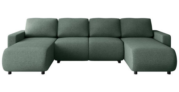 WOHNLANDSCHAFT Grün Webstoff  - Schwarz/Grün, MODERN, Kunststoff/Textil (150/312/150cm) - Xora