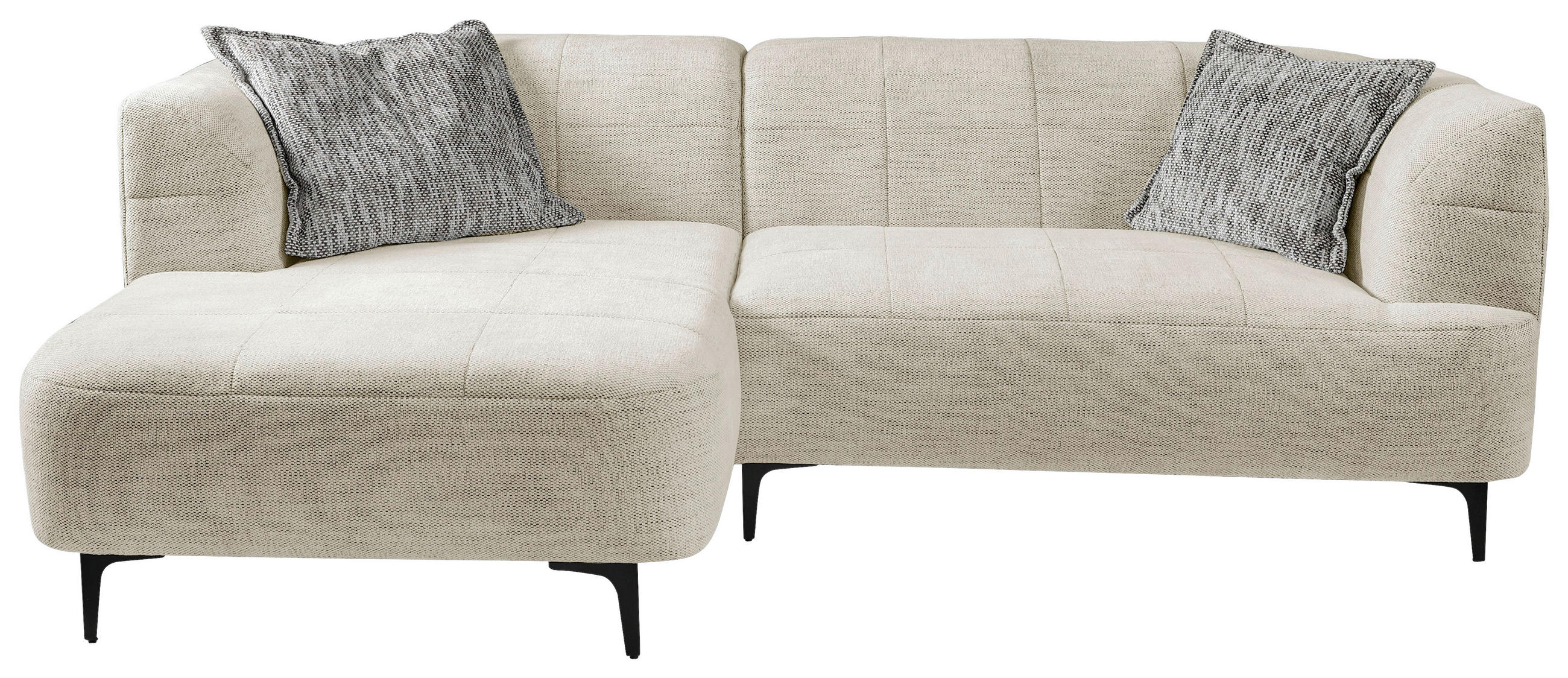 ECKSOFA Creme Struktur Zierkissen  - Creme/Schwarz, Design, Textil/Metall (158/247cm) - MID.YOU