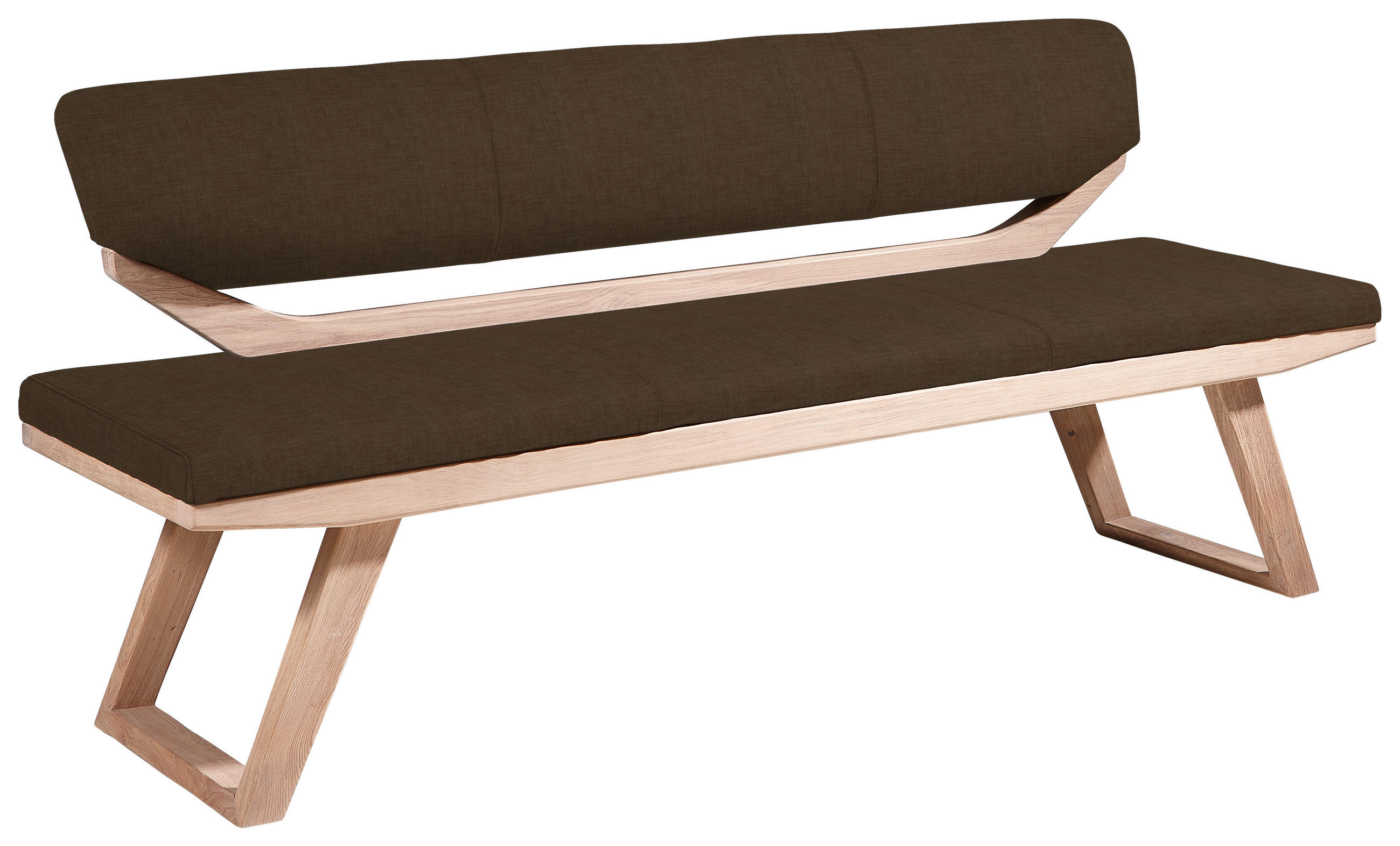 SITZBANK 170/81/56 cm Webstoff Braun, Eichefarben Asteiche massiv - Eichefarben/Braun, Natur, Holz/Textil (170/81/56cm) - Linea Natura