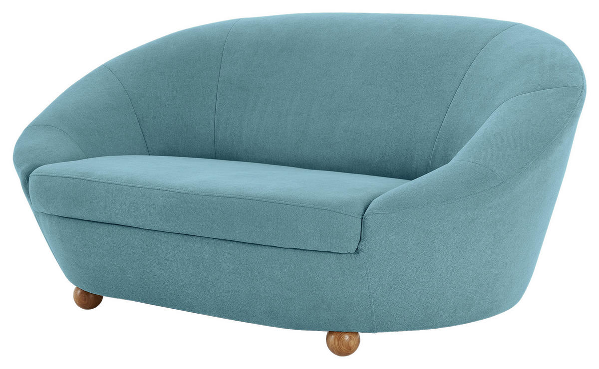 2-SITZER-SOFA in Mikrofaser Türkis  - Türkis/Eichefarben, Design, Holz/Textil (178/82/114cm) - LOOKS by W.Joop