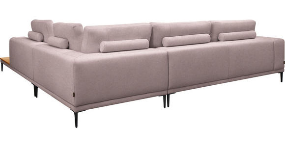 ECKSOFA  in Leinwand Altrosa  318/271 cm  - Schwarz/Altrosa, Design, Textil/Metall (318/271cm) - Belluti