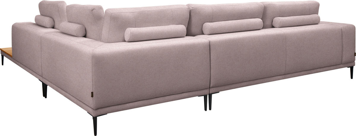 ECKSOFA  in Leinwand Altrosa  318/271 cm  - Schwarz/Altrosa, Design, Textil/Metall (318/271cm) - Belluti