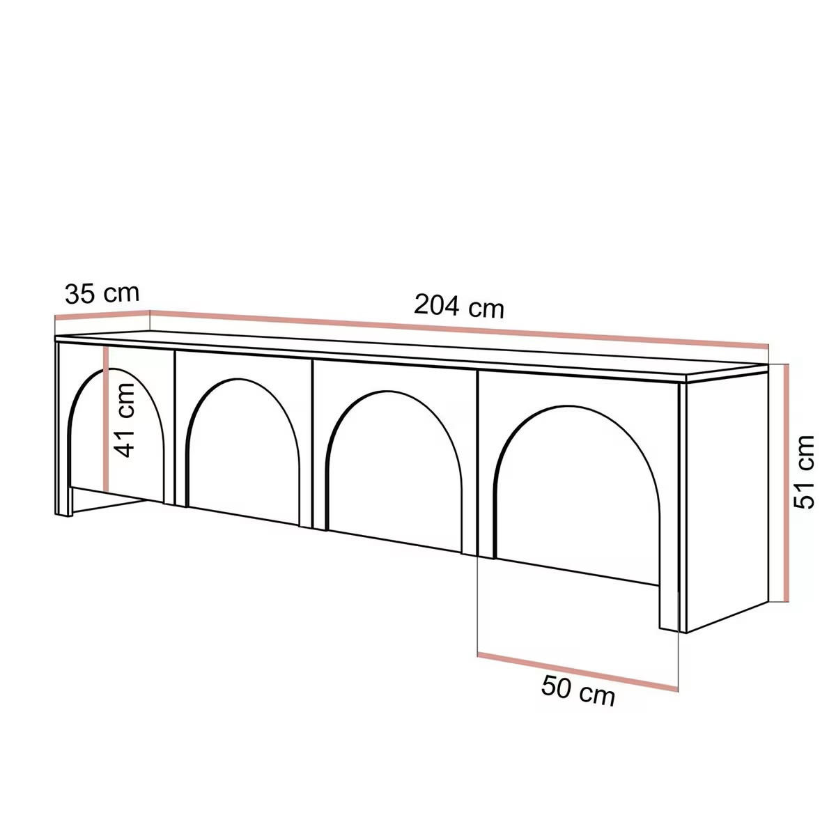 LOWBOARD Arco 203,5/51/35 cm  Typenauswahl, Beimöbel erhältlich, stehend, in verschiedenen Größen erhältlich  - Kaschmir, Design, Holzwerkstoff (203,5/51/35cm) - Boxxx