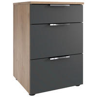 NACHTKÄSTCHEN 41/61/41 cm  in Graphitfarben, Plankeneiche  - Chromfarben/Plankeneiche, Design, Holzwerkstoff/Kunststoff (41/61/41cm) - Hom`in